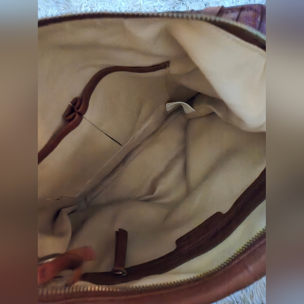 Lucky Brand Braided-Handle Leather Hobo Bag - Chestnut NWOT - Picture 4 of 4